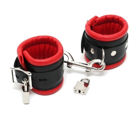 menottes de cheville en cuir rembourrées avec cadenas 7 cm