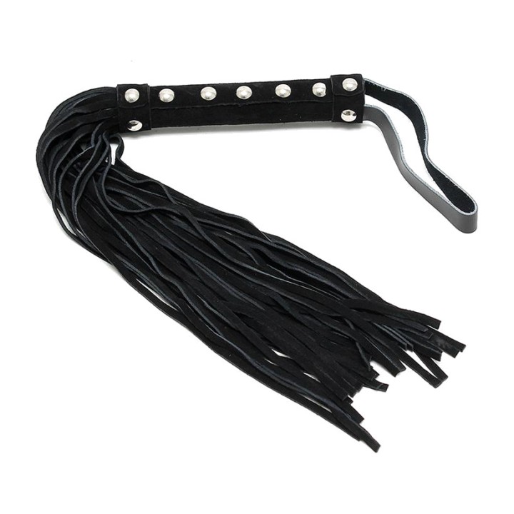 BONDAGE PLAY Lederpeitsche mit verziertem Griff 44 CM