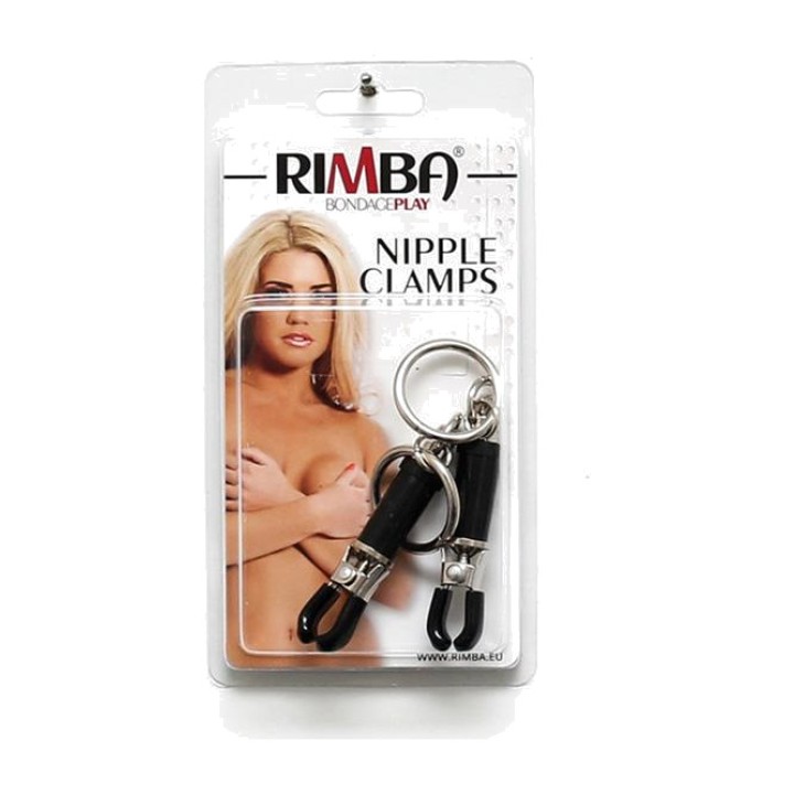 BONDAGE PLAY Adjustable nipple clamps with rings, without