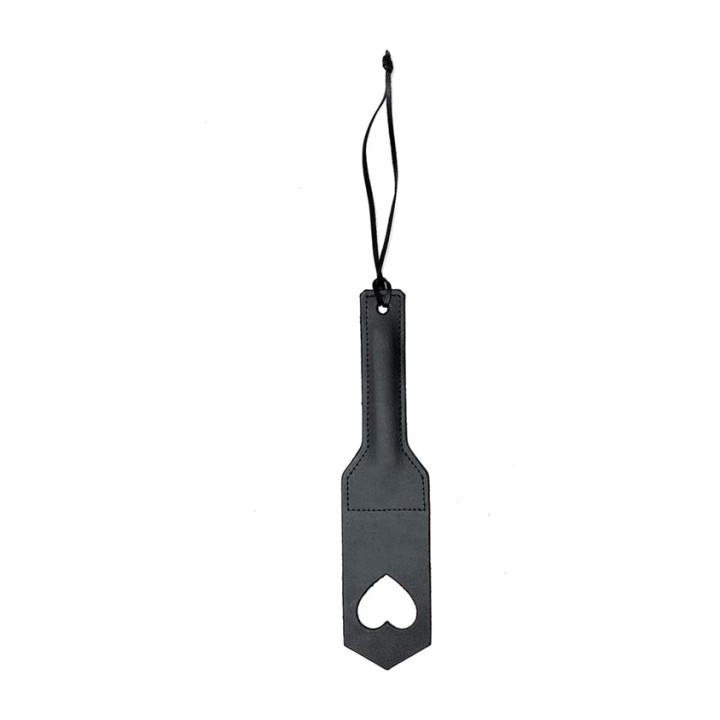 BONDAGE PLAY Kožená plácačka s vyřezaným srdcem 30 CM R7735