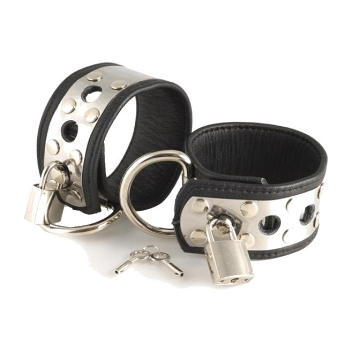 BONDAGE PLAY Handschellen aus Leder und Metall mit