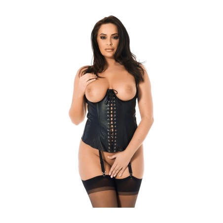 corset en cuir sans bonnets avec fermeture éclair au dos corset