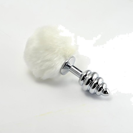 plug anal en métal en spirale avec pompon