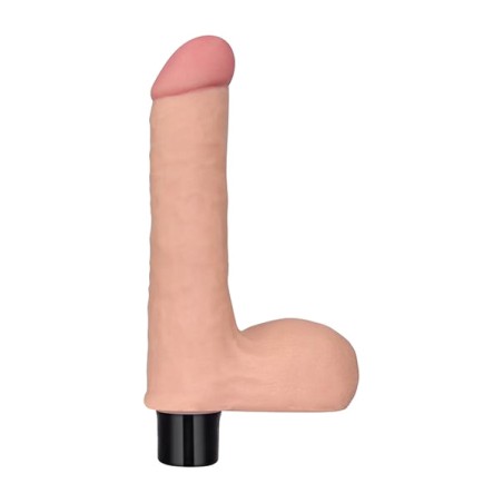 soft realistic 10-speed vibrator with testicles real-softee 8"
