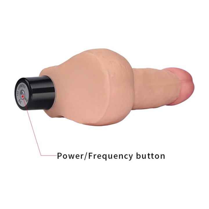 LOVETOY Realistický měkký vibrátor s 10 rychlostmi a varlaty