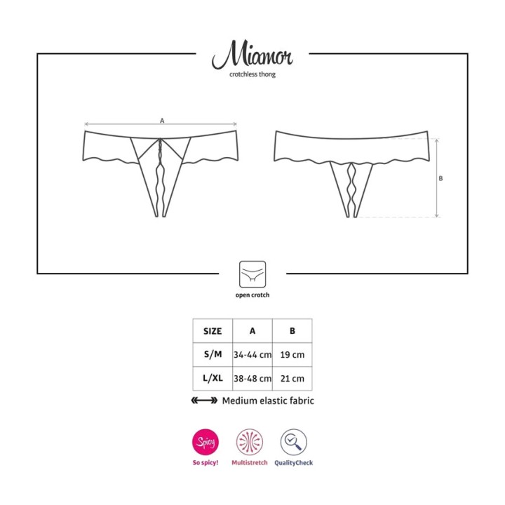OBSESSIVE Open floral lace thong with bow MIAMOR