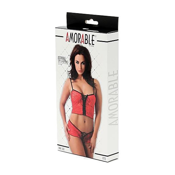 AMORABLE Completo con top e culotte semitrasparenti e