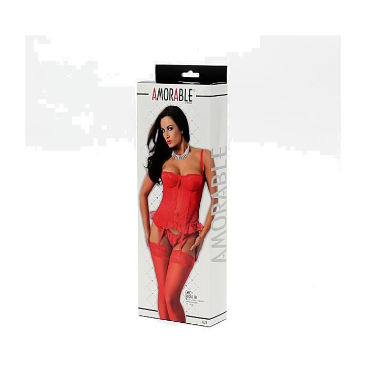 AMORABLE Korsetset met jarretelgordel, string en kousen