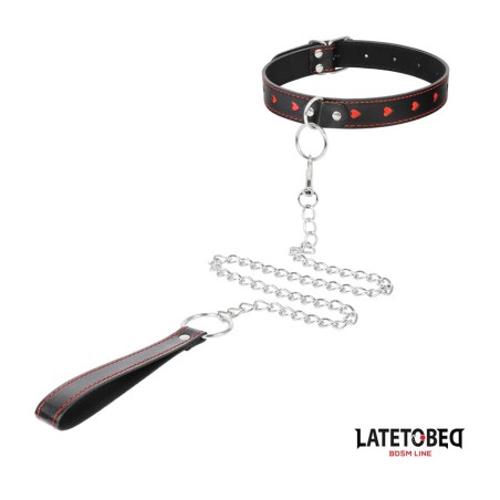 collar and leash with hearts 52 cm