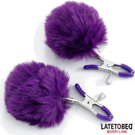 adjustable nipple clamps with short-haired pom-pom