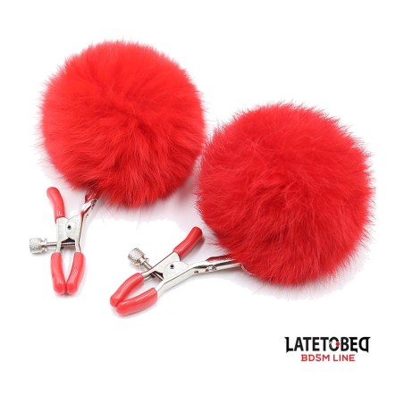 pinças para mamilos ajustáveis com pompom de pelo curto