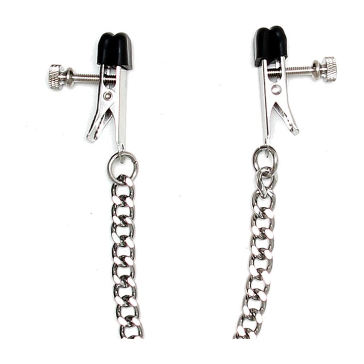 BONDAGE PLAY Pinças ajustáveis para mamilos com corrente de