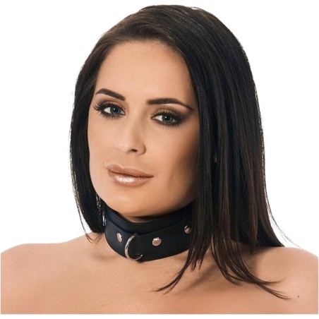 leren halsband met studs en d-ring 4 cm