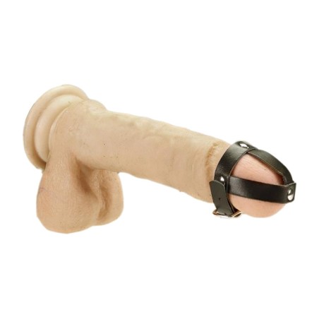 mini-sele i läder för penis med spänne