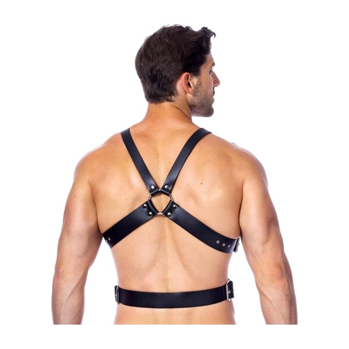 BONDAGE PLAY Brystseler i læder med 6 spænder og bælte R7367