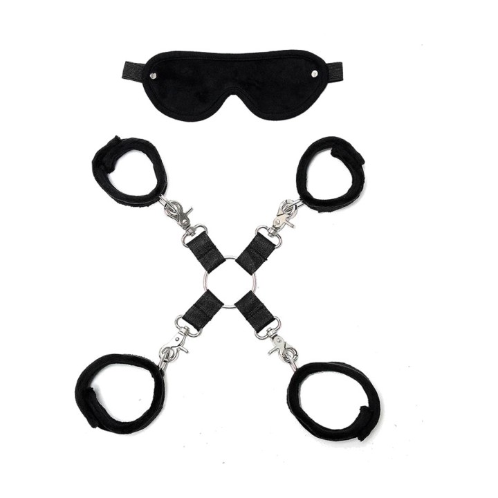BONDAGE PLAY Set con mascherina, manette e legacci a croce