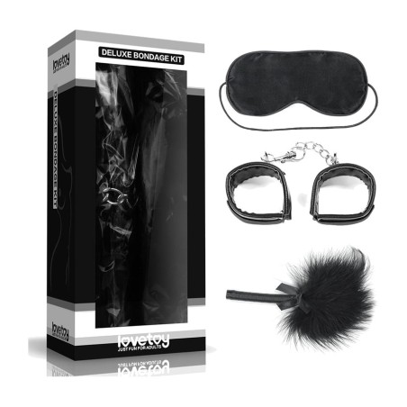 bondage kit with blindfold, handcuffs and feather tickler deluxe