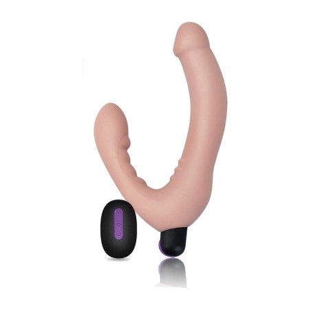 rechargeable double dildo vibrator without harness, with remote control 20.3 x 3.5 cm