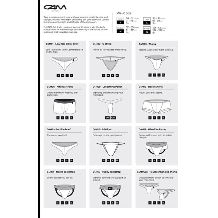 CUT4MEN Herrstringtrosa med rymlig push-up-påse C4MSPXBUL04